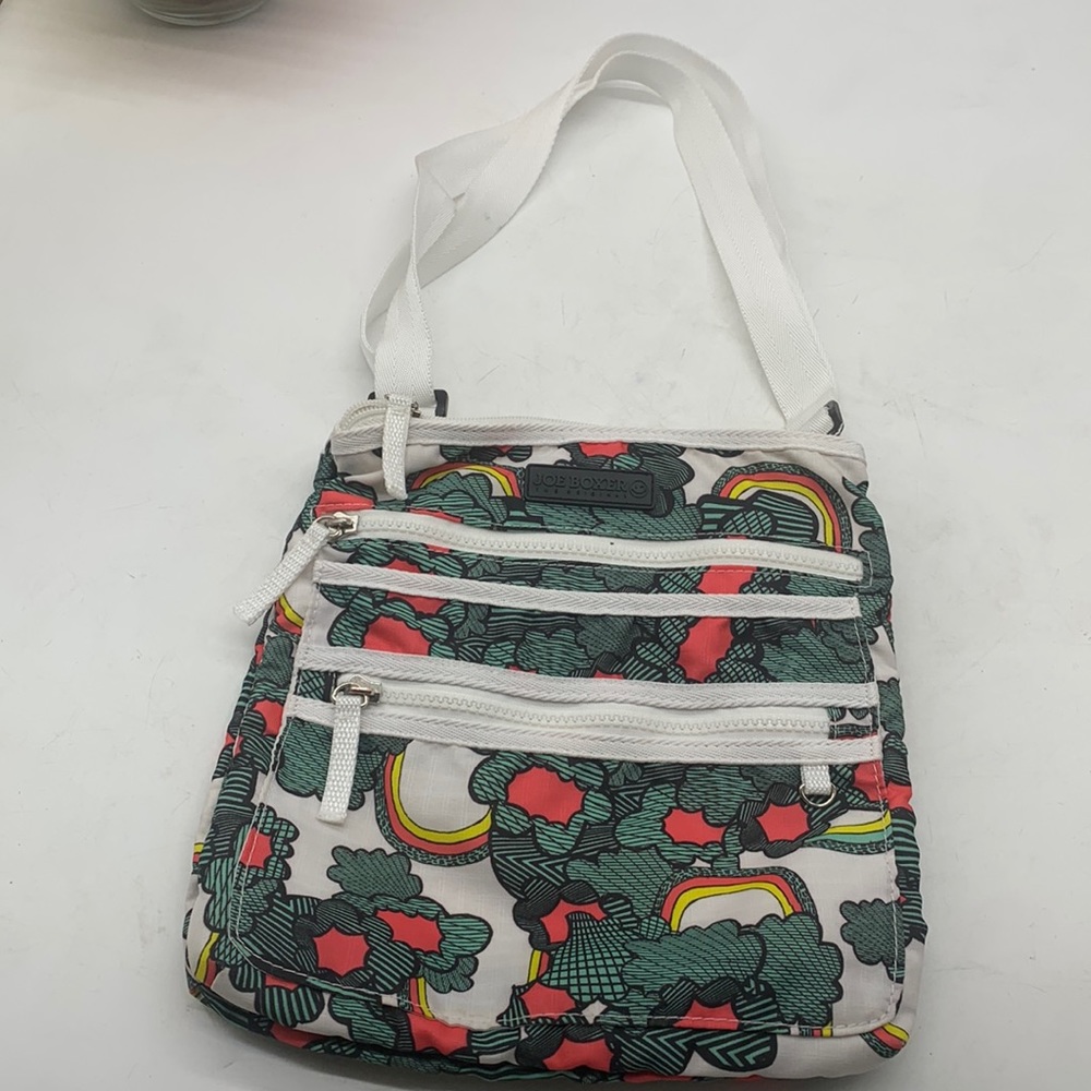 Joe Boxer Green White Rainbow Print Nylon Crossbody Bag MCB4409G